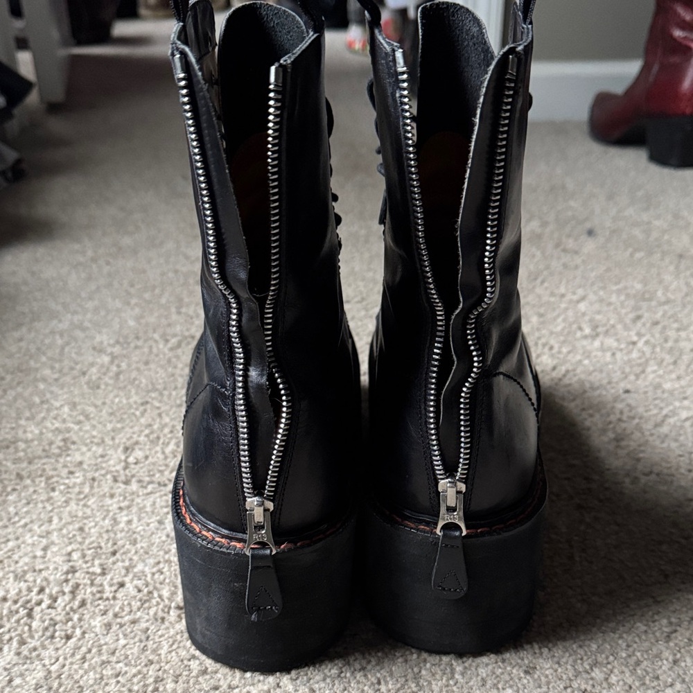 R13 Black Leather Lace-Up Boots - Picture 3 of 5